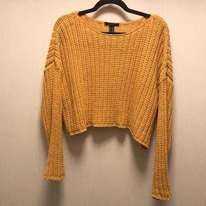 F21 Yellow Knit Cropped Sweater